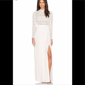 Self Portrait Pleated Crochet Maxi Dress SIZE 4